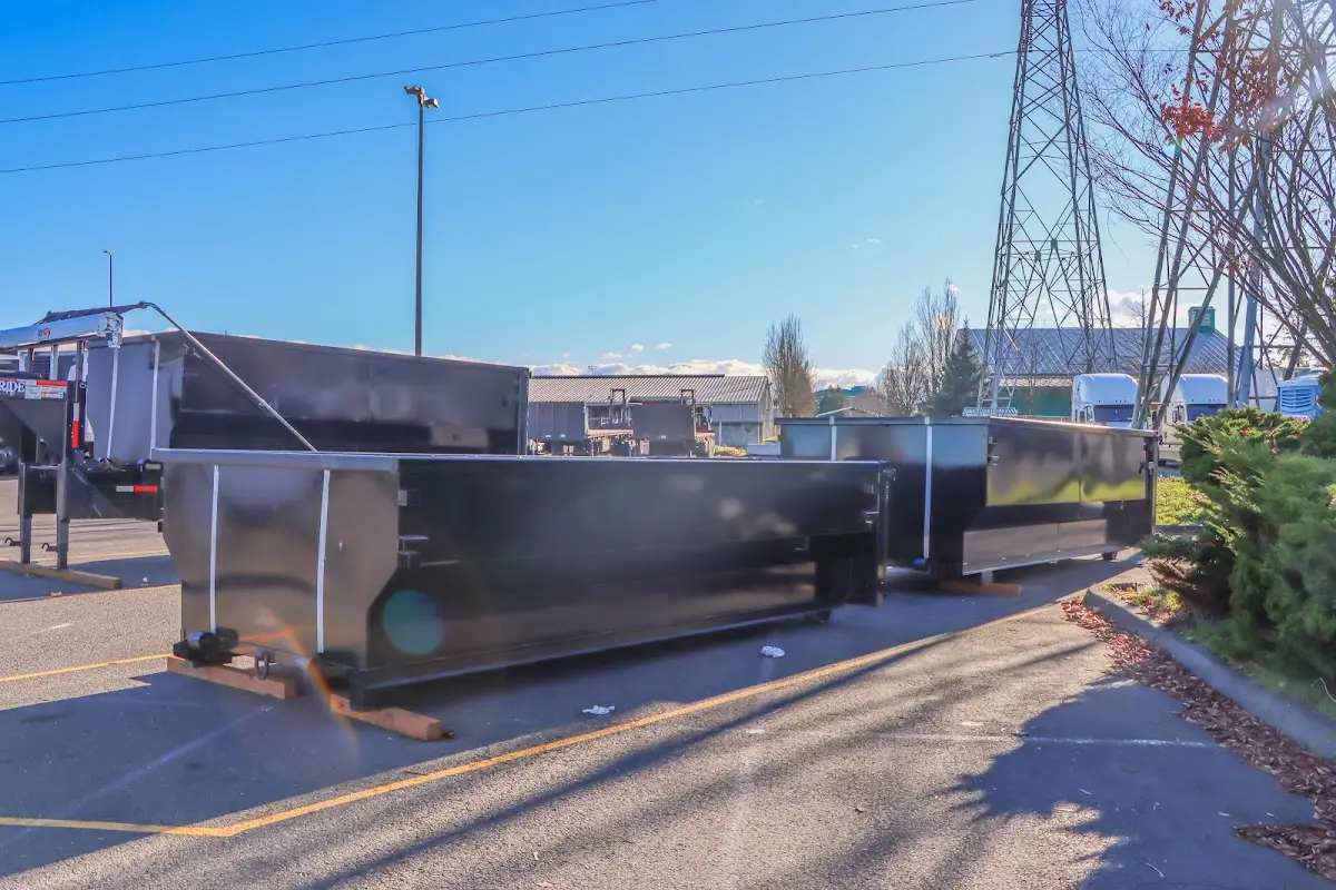 Roll-off dumpster ready for waste disposal at job site for Construction Dumpster Rental in Ashwaubenon